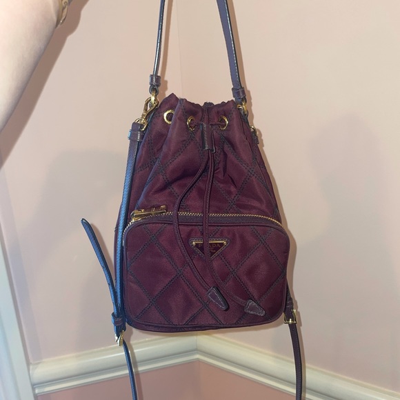 Prada Quilted Nylon Crossbody Bucket Bag - Picture 2 of 5